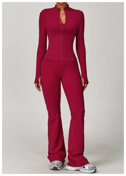 Women's Tracksuits 2 Pieces Sports Set Women Tracksuit Running Workout Sport Suit Gym Sportswear Long Sleeve Bra Clothing
