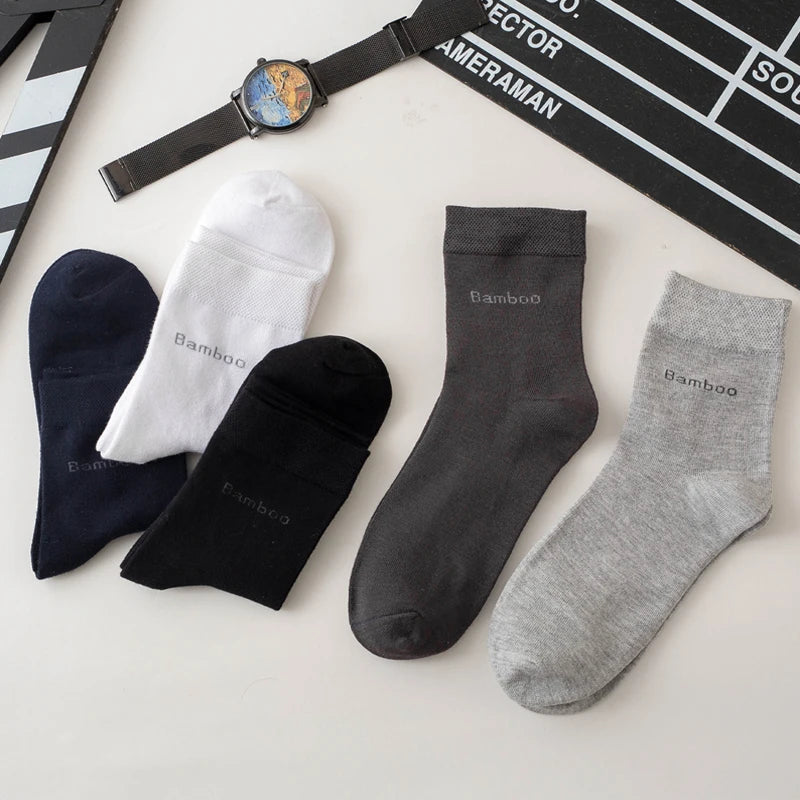 Bamboo Fiber Crew Socks – Soft Breathable Casual Dress Socks for Men & Women