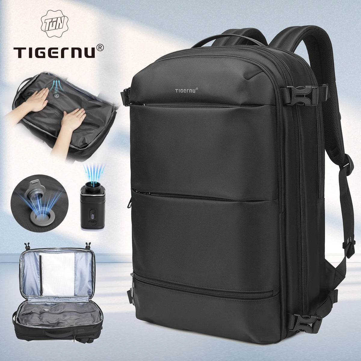 TIGERNU Large Capacity Travel Backpack – Airline Approved Laptop Bag