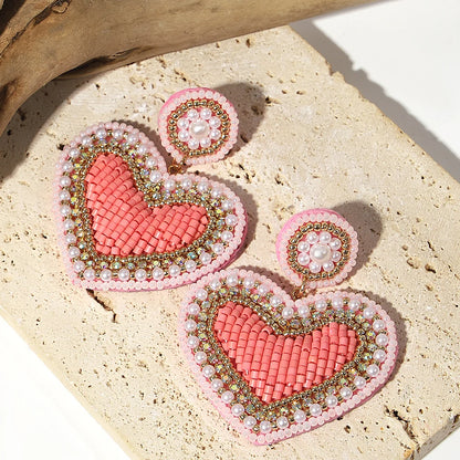 Boho Beach Statement Earrings – Handmade Beaded Starfish Seahorse Shell Drop Earrings for Women