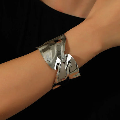 Gold Irregular Statement Cuff Bracelet – Bold Metal Bangle