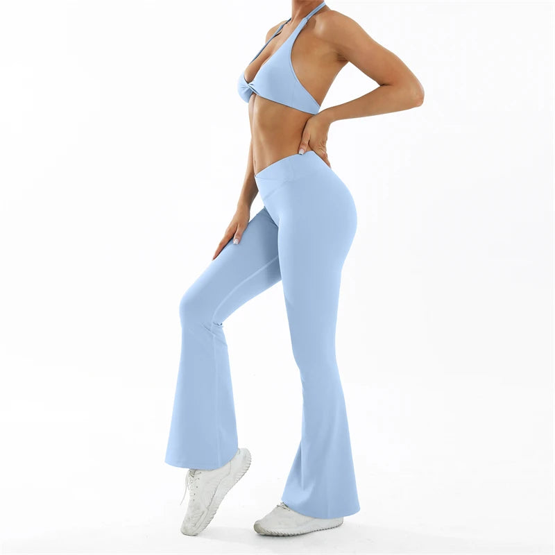 Women’s Seamless Yoga Set – Criss Cross Sports Bra & High Waisted Leggings Gym Outfit for Workout, Fitness & Activewear