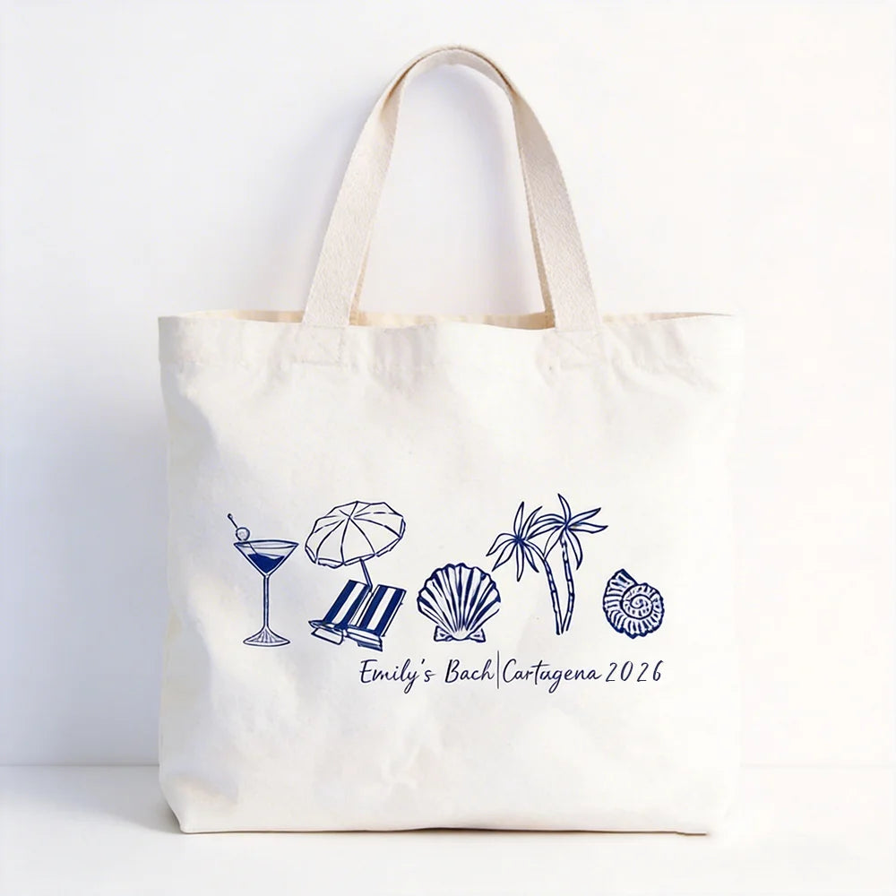 Personalized Coastal Doodle Tote Bag Last Toast on The Coast Destination Wedding Welcome Tote Coastal Bachelorette Party Item, Summer 2026