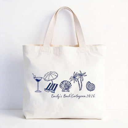 Personalized Coastal Doodle Tote Bag Last Toast on The Coast Destination Wedding Welcome Tote Coastal Bachelorette Party Item, Summer 2026
