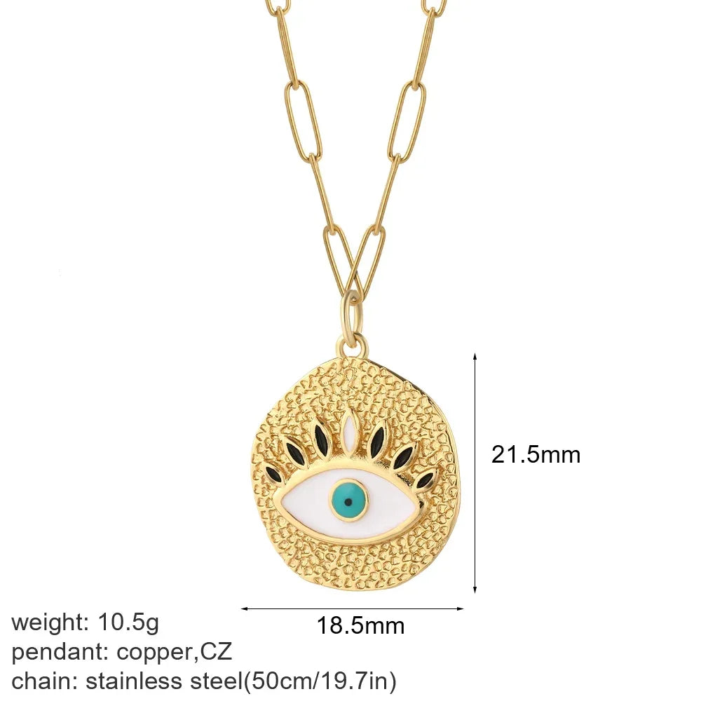 Gold Charm Pendant Necklace Collection – Celestial Eye Heart Sun Moon Layered Necklaces for Women
