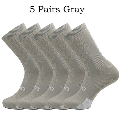 5 Pairs Compression Sports Crew Socks – Breathable Athletic Running & Training Socks