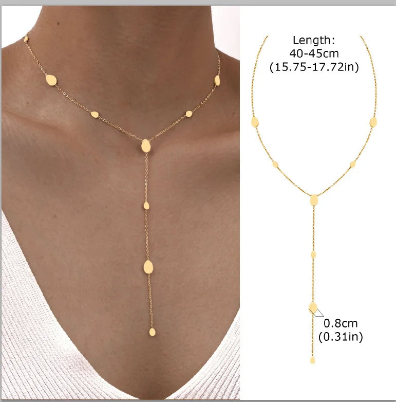 Gold Layered Y Necklace – Minimalist Dainty Lariat Necklace for Women Elegant Jewelry