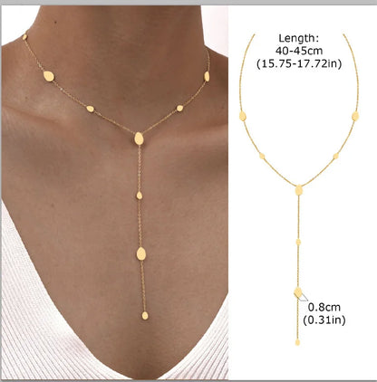 Gold Layered Y Necklace – Minimalist Dainty Lariat Necklace for Women Elegant Jewelry