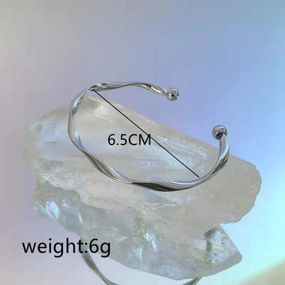 Minimalist Silver Open Bangle Bracelet – Simple Everyday Cuff