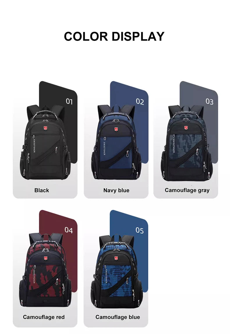 SWISSTSNGR Waterproof Backpack – Casual Laptop & College Bag