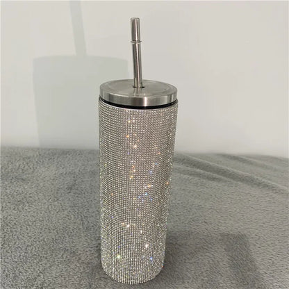 20oz Bling Diamond Tumbler with Straw Stainless Steel Insulated Coffee Cup