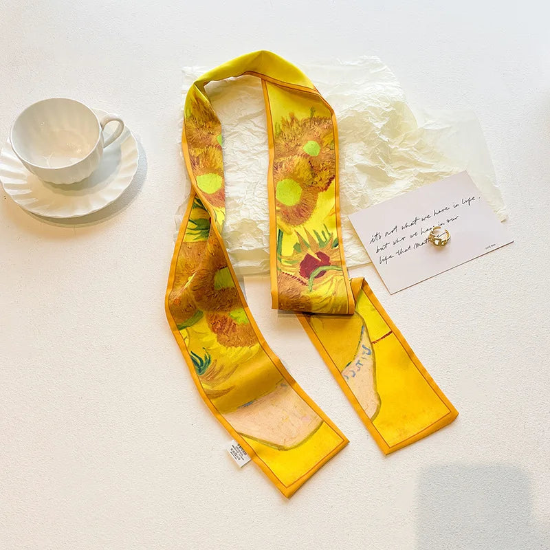 Vintage Paisley Hair Scarf for Women – Satin Headband Neck Tie Ribbon