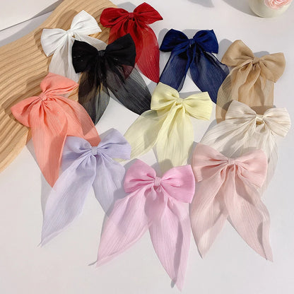 11PCS Satin Bow Hair Clip Set – Elegant Long Ribbon Barrettes for Women & Girls