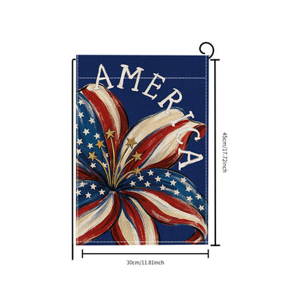 4th of July Yard Flags Red White and Blue Flower Dog Patriotic Garden Flag for Lawn Outdoor Holiday Decorations