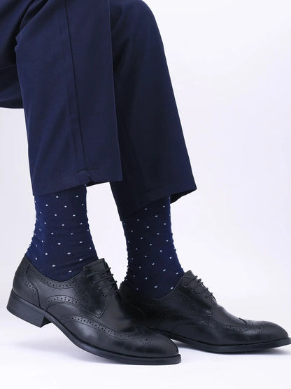 5 Pairs Men’s Dress Crew Socks Set – Classic Patterned Business Casual Socks