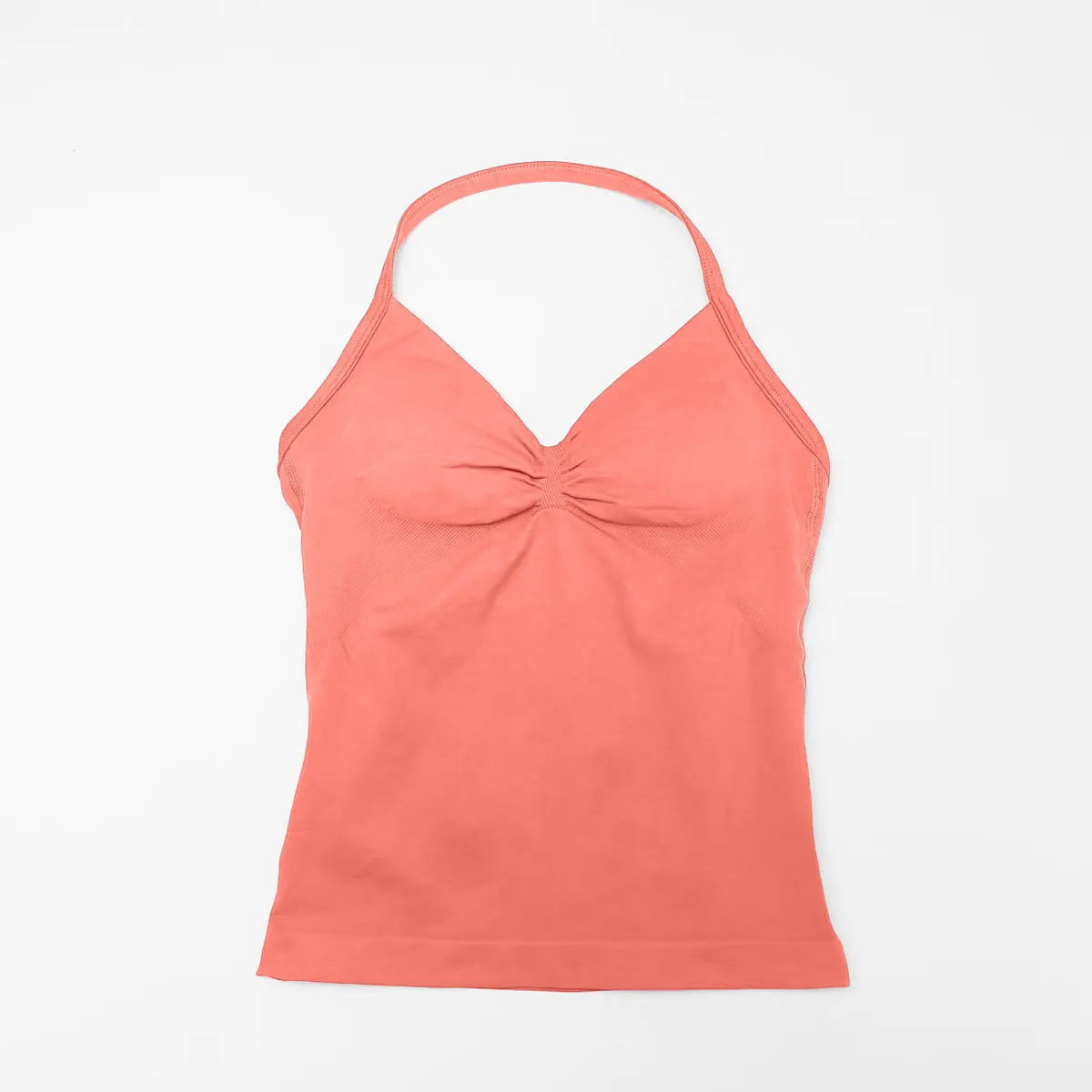 Pink Halter Neck Ruched Active Tank Top