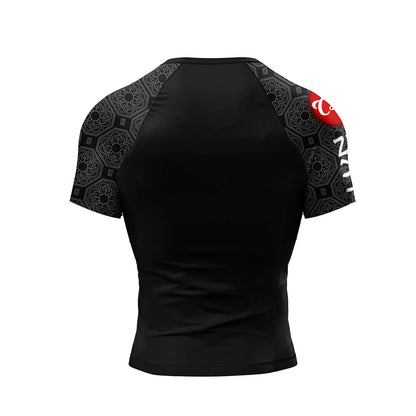 Pink BJJ Rash Guard Men Short Sleeve Jiu Jitsu Compression Training Shirt