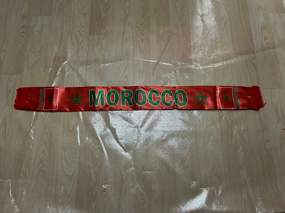 Morocco Flag World Cup 2026 Scarf | Double-Sided Satin Sports Fan Scarf