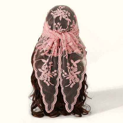 Fashion Ins Lace Hair Scarf Women Retro Triangle Hair Bands Vintage Triangular Headscarf Girls Elegant Headwear Hair Accessories