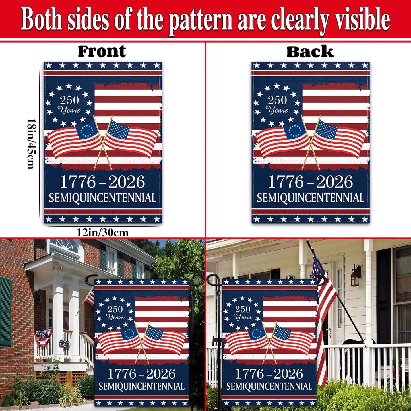 250 Years Garden Flag 12x18 Double Sided America 250th Anniversary 1776 2026 Semiquincentennial Flag