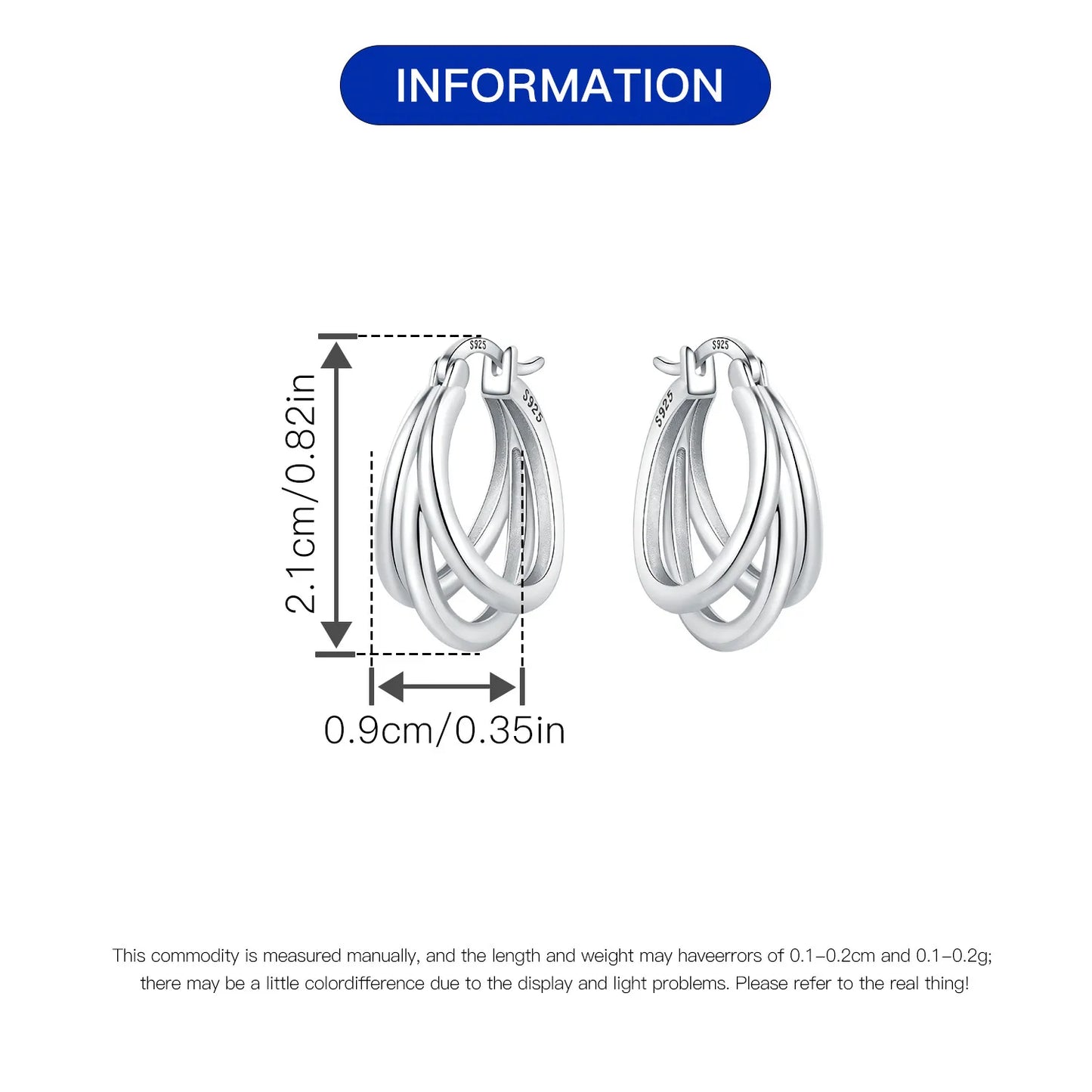 925 Sterling Silver Hoop Earrings – Minimalist Layered Huggie Earrings for Women