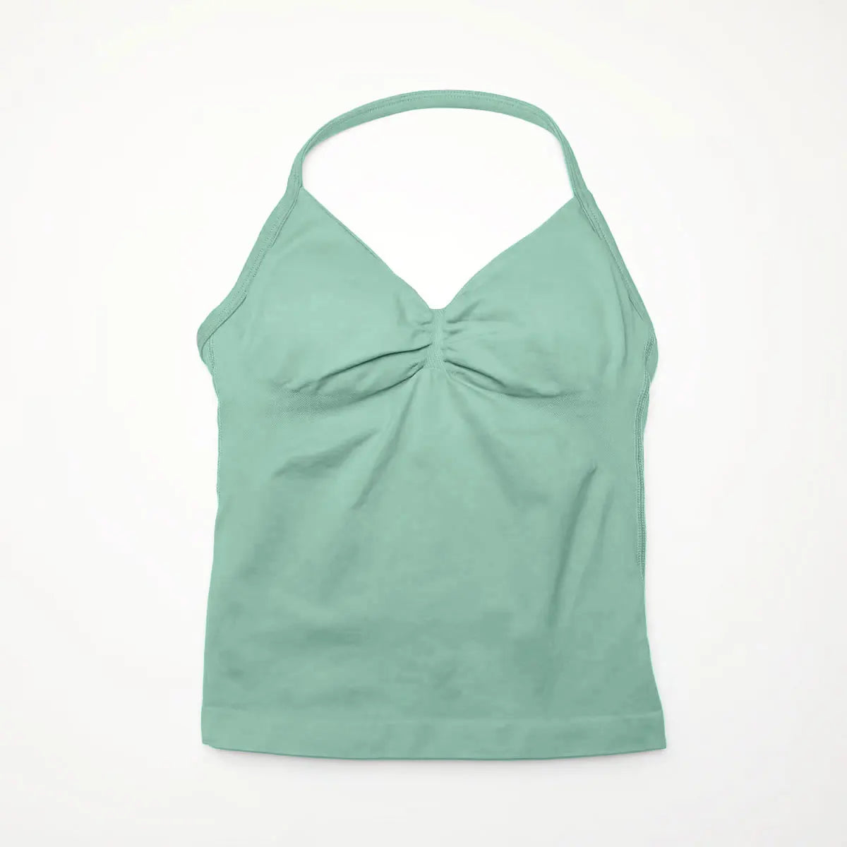 Pink Halter Neck Ruched Active Tank Top