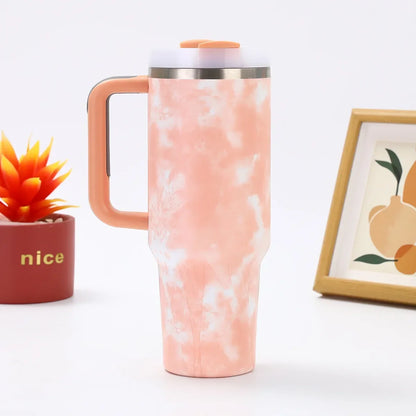 40oz 304 Stainless Steel Tumbler with Handle Straw Insulated Thermos Cup