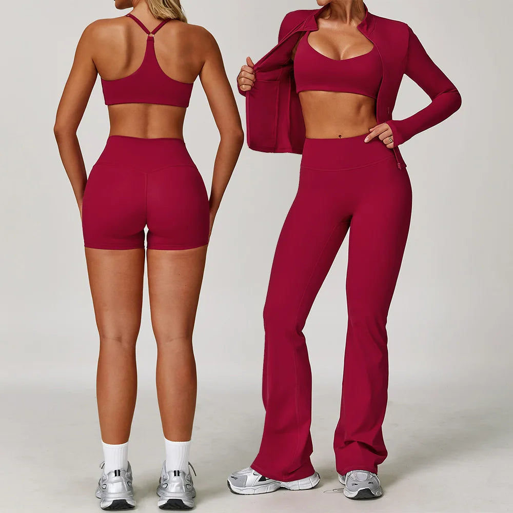 Women's Tracksuits 2 Pieces Sports Set Women Tracksuit Running Workout Sport Suit Gym Sportswear Long Sleeve Bra Clothing
