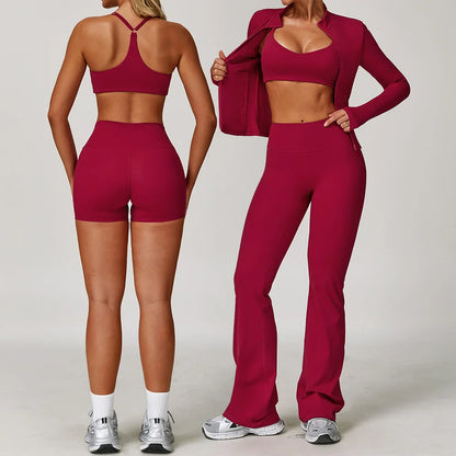 Women's Tracksuits 2 Pieces Sports Set Women Tracksuit Running Workout Sport Suit Gym Sportswear Long Sleeve Bra Clothing