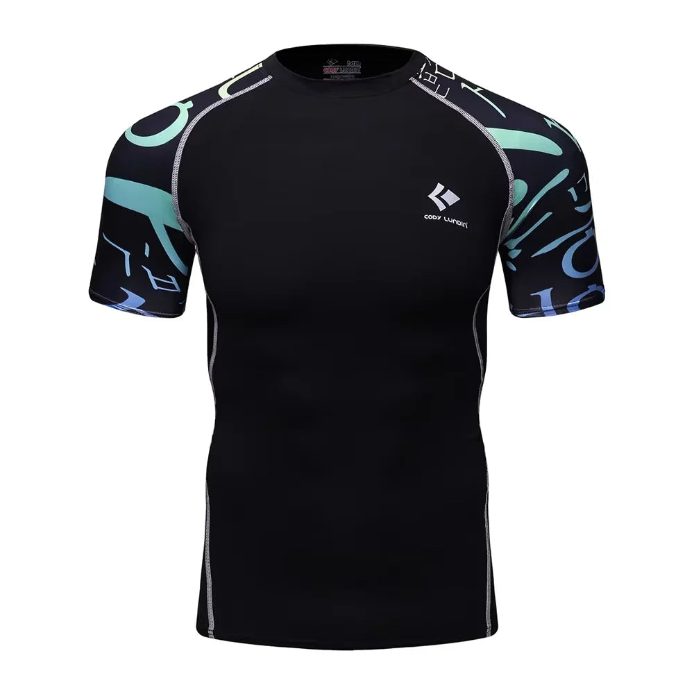 BJJ Rash Guard Men Short Sleeve MMA Compression Shirt No Gi Training Top
