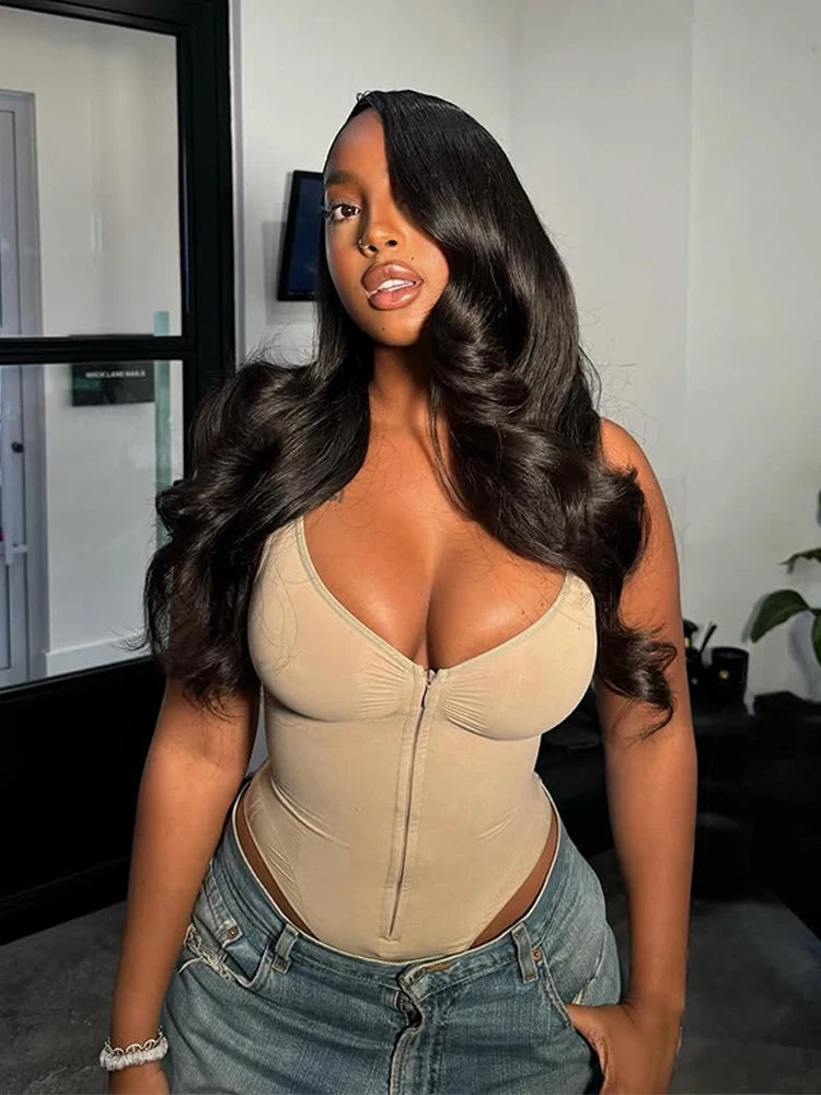 Tight Bodysuit Women Hip Lifting Body Shaping Solid Corset Female Sexy Zipper Women's Evening Corset Casual Slim Short Top Women