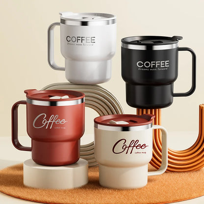Insulated Coffee Mug with Straw – Stainless Steel Travel Cup for Coffee, Tea & Office Desk Drinkware