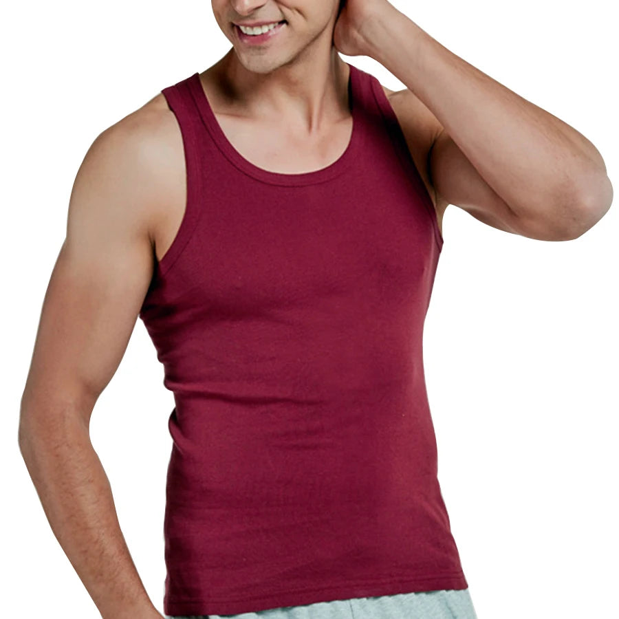 Tank Tops Men 2026 Summer 100% Cotton Cool Fitness Vest Sleeveless Tops Gym Slim Colorful Casual Undershirt