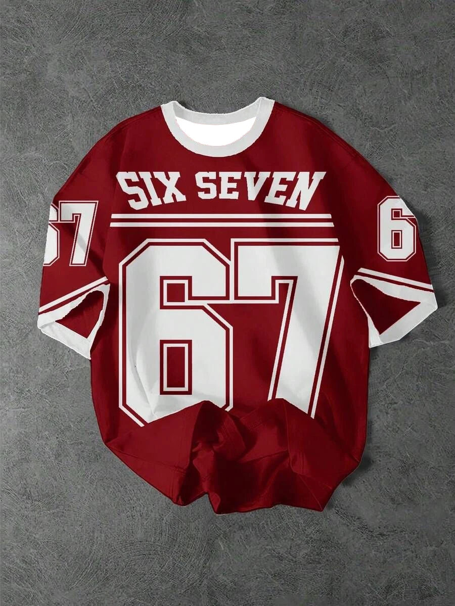 Six Seven New York Leopard Print Jersey T-Shirt Women Retro Streetwear Oversized Casual Graphic Tee
