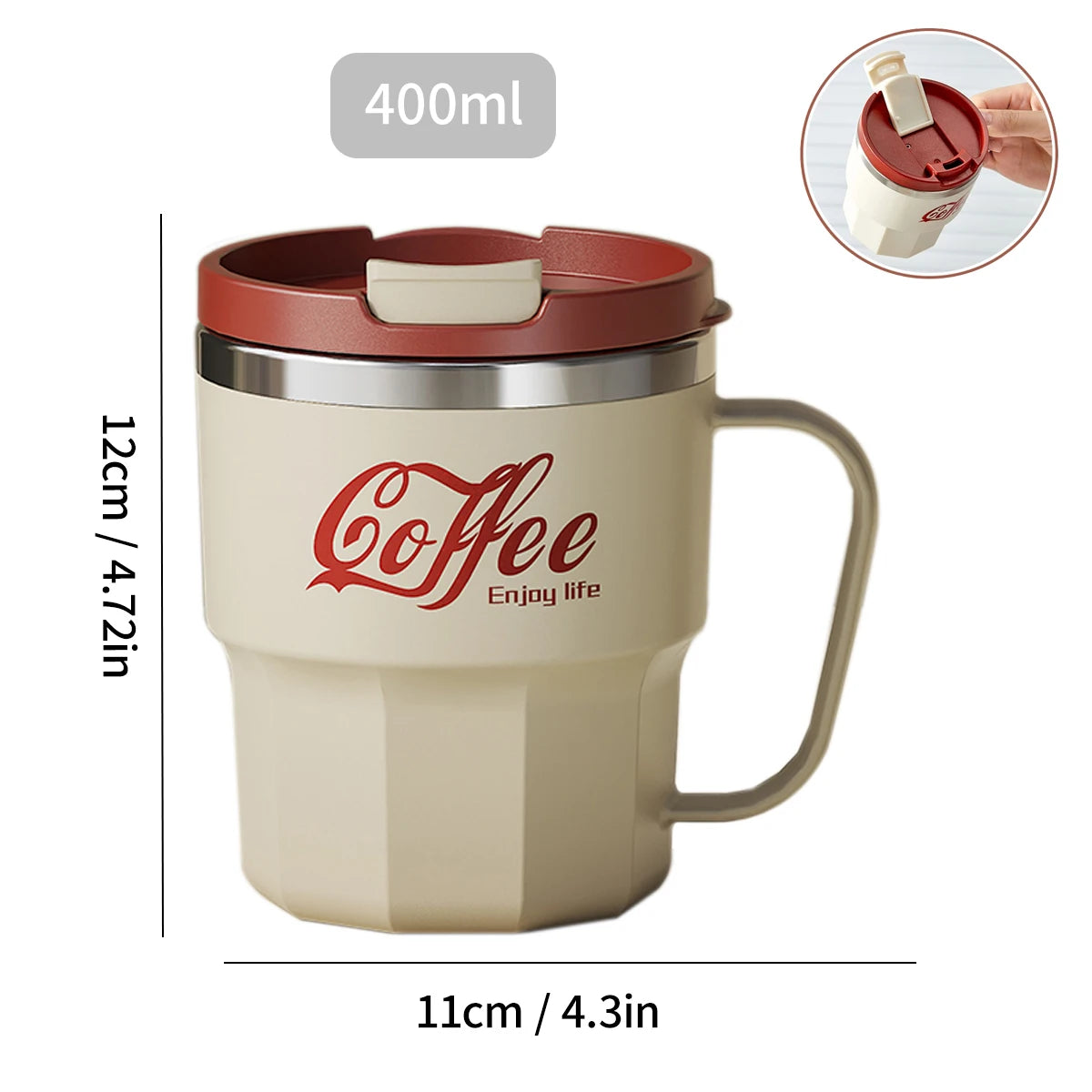 Insulated Coffee Mug with Straw – Stainless Steel Travel Cup for Coffee, Tea & Office Desk Drinkware