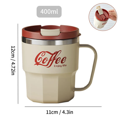 Insulated Coffee Mug with Straw – Stainless Steel Travel Cup for Coffee, Tea & Office Desk Drinkware