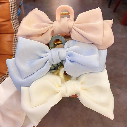 Satin Bow Hair Clip Set – Cute Coquette Ribbon Barrettes for Women & Girls