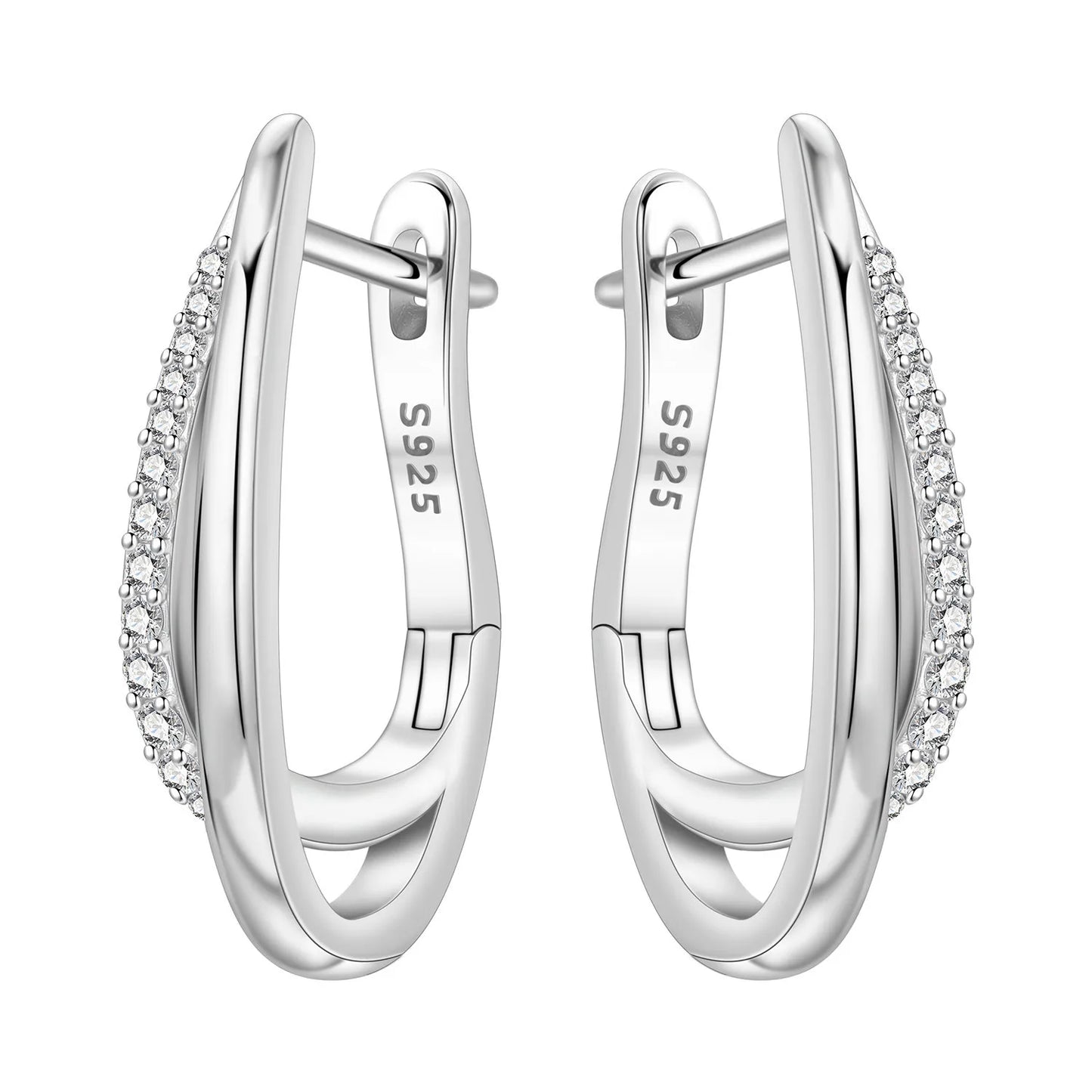 925 Sterling Silver Hoop Earrings – Minimalist Layered Huggie Earrings for Women