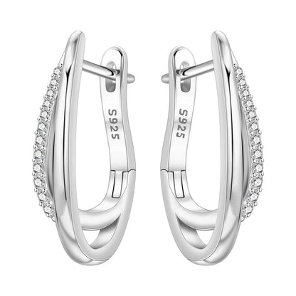 925 Sterling Silver Hoop Earrings – Minimalist Layered Huggie Earrings for Women