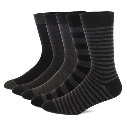 5 Pairs Men’s Dress Crew Socks Set – Classic Patterned Business Casual Socks