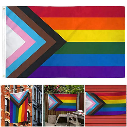 Progress Pride Rainbow Flag – Indoor Outdoor LGBTQ+ Pride Banner
