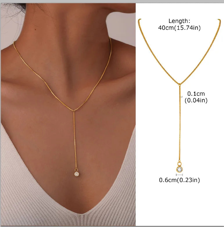 Gold Layered Y Necklace – Minimalist Dainty Lariat Necklace for Women Elegant Jewelry