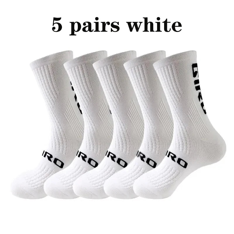 5 Pairs Compression Sports Crew Socks – Breathable Athletic Running & Training Socks