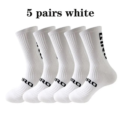 5 Pairs Compression Sports Crew Socks – Breathable Athletic Running & Training Socks