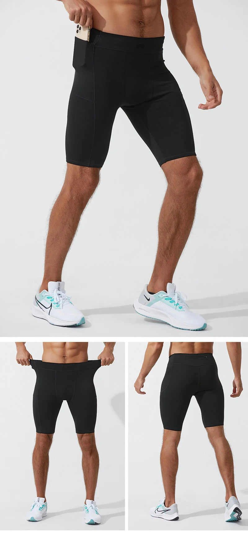 Men’s Compression Cycling Shorts – High Stretch Athletic Running Shorts for Gym & Training