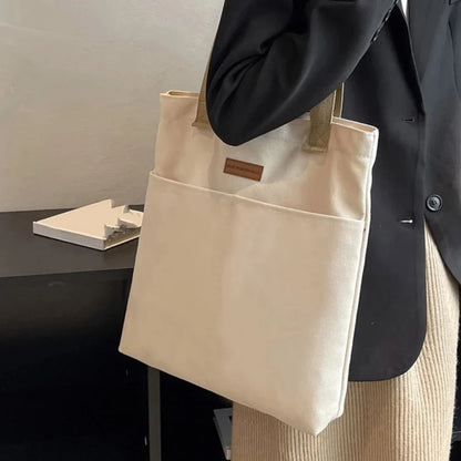 Minimalist Canvas Tote Bag – Large Capacity Casual Shoulder Bag for Women