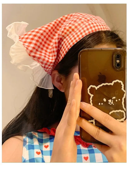 Vintage Lace Headscarf – Cottagecore Floral Hair Scarf, Elegant Triangle Headband for Women