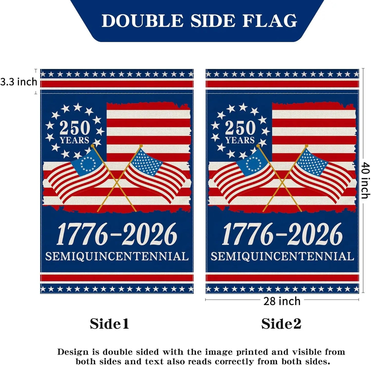 250th Anniversary America Garden Flag, 1776-2026 USA 250 Years Banner 4th of July Patriotic