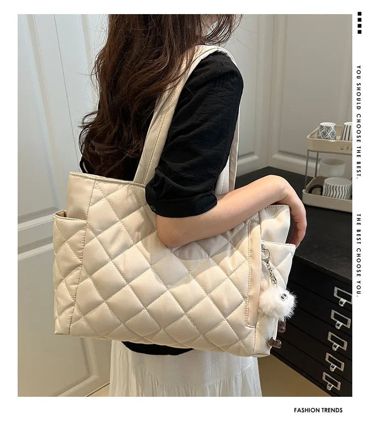 Quilted Puffer Tote Bag – Large Capacity Lightweight Shoulder Handbag for Women