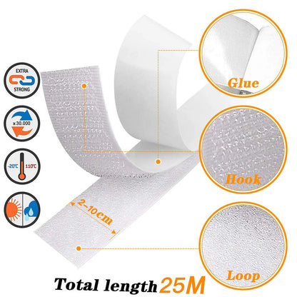 Heavy Duty Hook and Loop Tape – Self Adhesive Fastener Strip for Home & Office